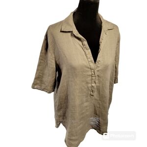 NWT James Perse 100% linen top brown size 2